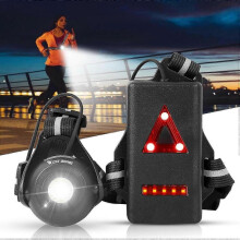 Biking Night Running Lights, USB Rechargeable Chest Light with 90 Adjustable Beam Angle, 500 Lumens