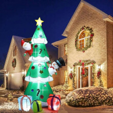 8FT Christmas Inflatable Tree Decorations,Christmas Tree Built-in Rotating Color LED Lights with Inf