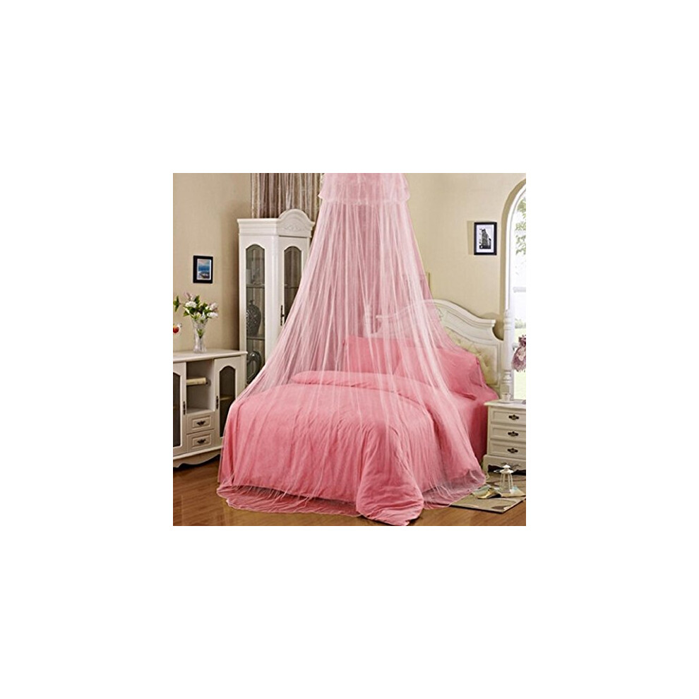Hanging Bed Canopy Bed Curta Bed Net Elegant Lace Bed Round Dome Insect Mosquito Net For Bed (Pink) Pink