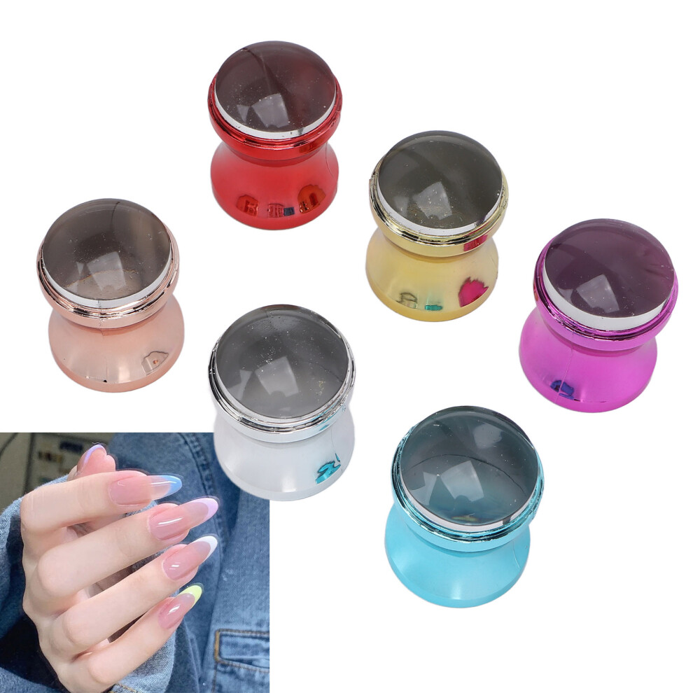 Gold/Red 6Pcs Transparent Silicone Nail Art Stamper Set For Diy Manicure 6 Colors