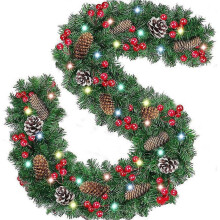 Christmas decoration garland with 50 lights, 20 feet artificial Christmas battery operated garland w