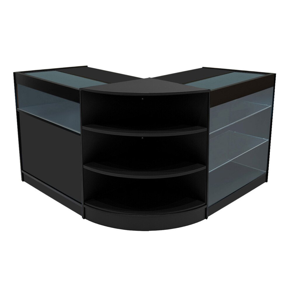 Monstershop (2 X 900Mm W Counters & 1 X 600Mm W Corner Unit - ) Shop Counter Set Demeter Led Lockable Black/Light Size 2