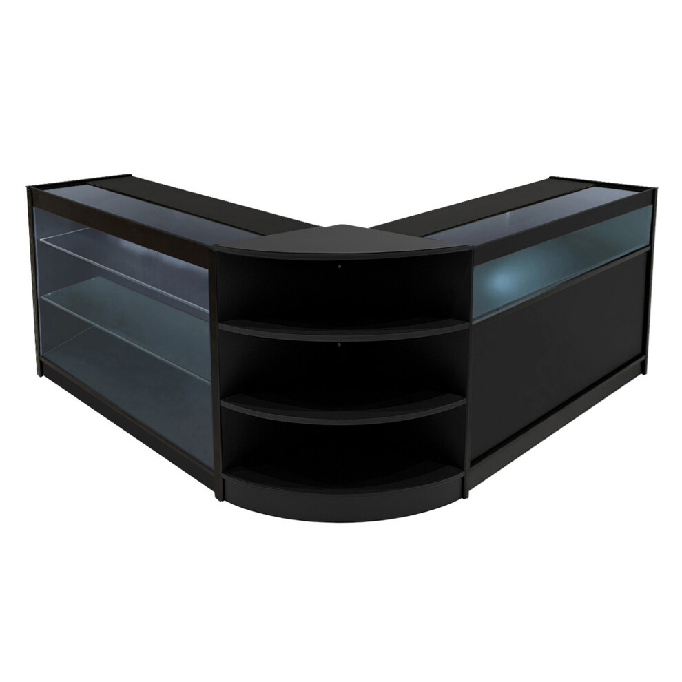 Monstershop (2 X 1200Mm W Counters & 1 X 600Mm W Corner Unit - ) Shop Counter Set Demeter Led Lockable Black/Light Size 2