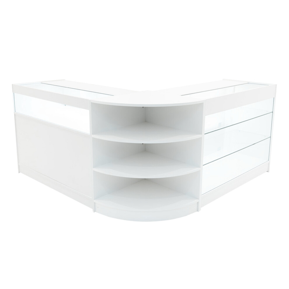 Monstershop White/Light (2 X 1200Mm W Counters & 1 X 600Mm W Corner Unit - ) Shop Counter Set Demeter Led Lockable