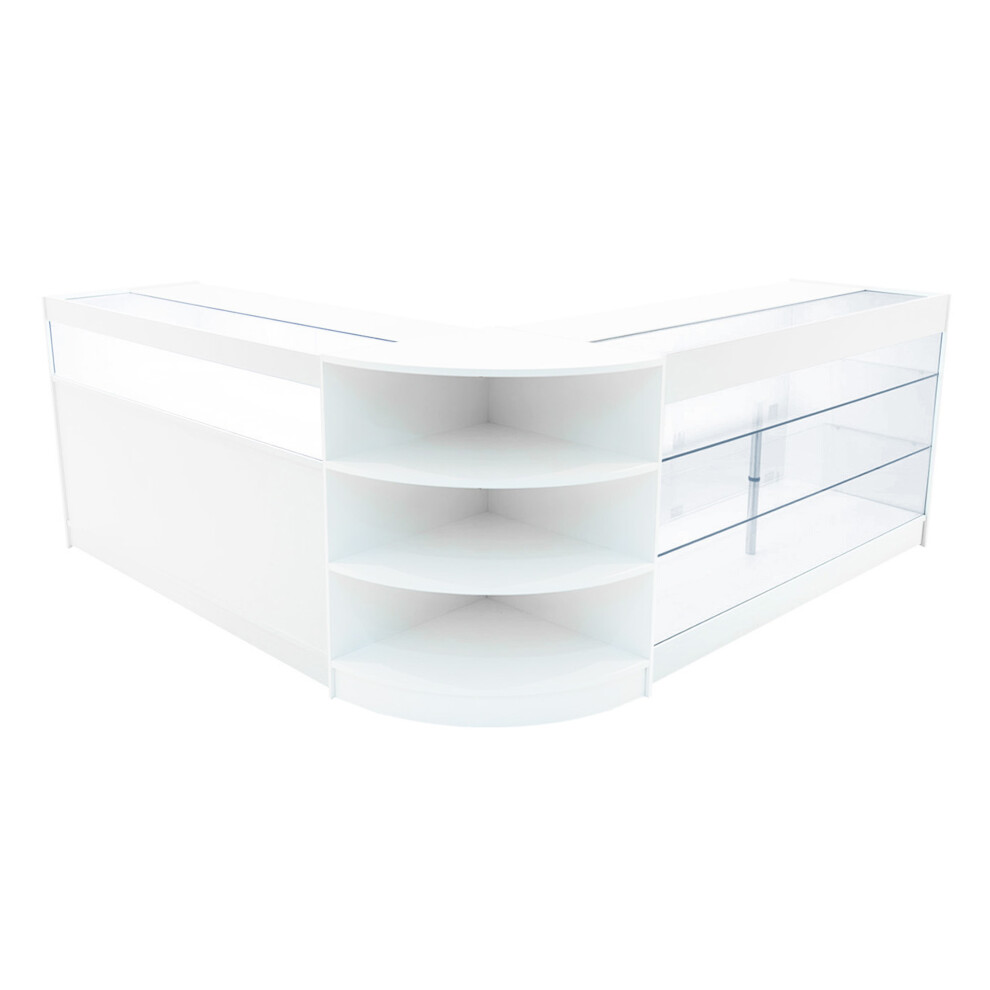 Monstershop (2 X 1500Mm W Counters & 1 X 600Mm W Corner Unit - ) Shop Counter Set Demeter Led Lockable White/Light Size 2