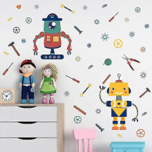 New Cartoon Robot Screwdriver Spare Parts Wall Sticker Children