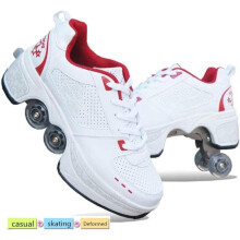 Ice Skates Quad Roller Skates Multifunctional Adjustable Red 33
