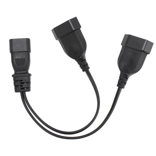 Negro IEC320 C14 1x2 EU4.0 Cable divisor en Y 0.32m 1