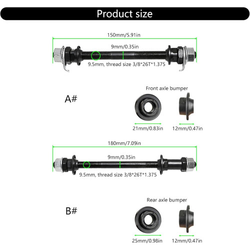 bicycle hubs, axles, bicycles, front and rear, solid axle, quick release, axles for mountain bikes, repair tools, accessories multicolored 1