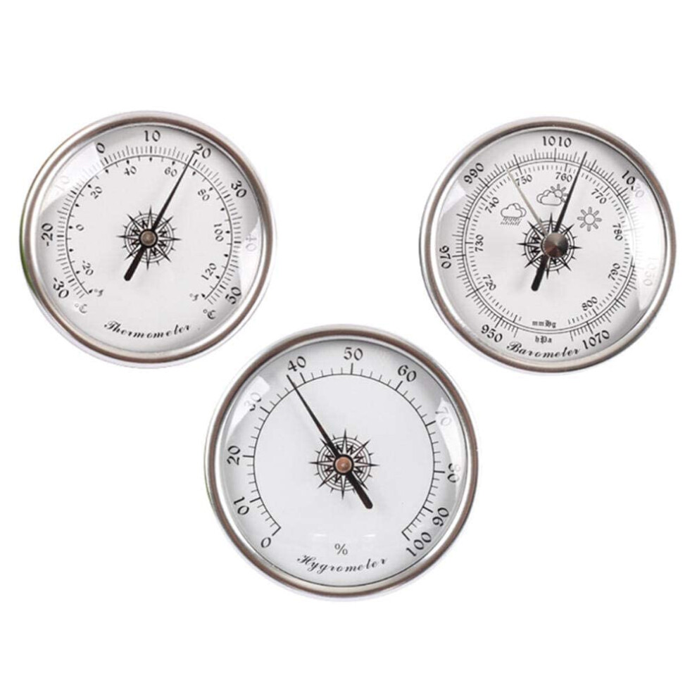Silver Barometer Thermometer Hygrometer Analog Weather Station