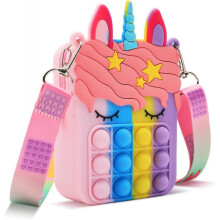 Pop Shoulder Bag for Girls and Women, Large Pop Handbags, Lovely Sensory Silicone Cartoon Bag (Unico