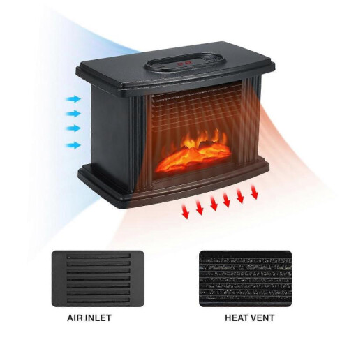 Desktop warm air heater smokeless simulated flame heater with remote control 1