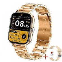 1.69-inch Smart Watch Bluetooth Call Music Playback AI Voice Assistant Sports Bracelet Gold Steel BA