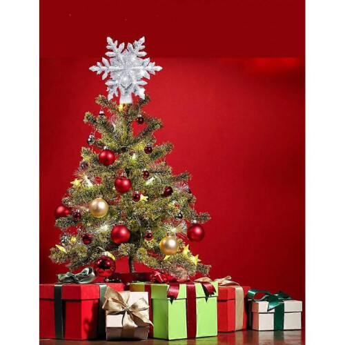 Christmas Tree Topper Lighted Snowflake Tree Topper with Magic Rotating Snowflake Projector, 3D Glit 1