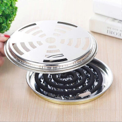 Mosquito Coil Holder, 4 Pack Tin Coil Burner (Silver) 2