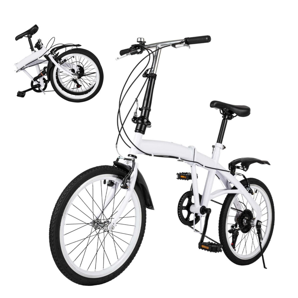 20 Inch Folding Bike, Folding Bicycle for Men and Women, Folding Bicycle with Brakes (Saddle Brake  Holding Brake), Suitable for 1.41.9 m, White-image-OPC-PJBPC6R-NEW