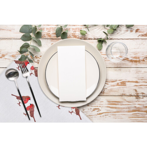 Durable Robin Printed Cotton Placemats - Set of 4 - Red 1