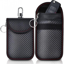 2 Pack RFID Signal Blocking Car Key Pouch, Anti RFID Key Fob Protective Case with Built-in Carbon Fi