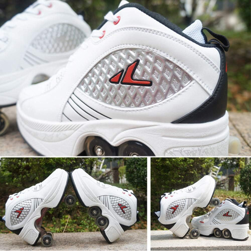 Skates Wheels Retractable 2-In-1 Shoes White 43 1