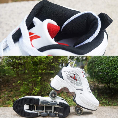 Skates Wheels Retractable 2-In-1 Shoes White 43 2