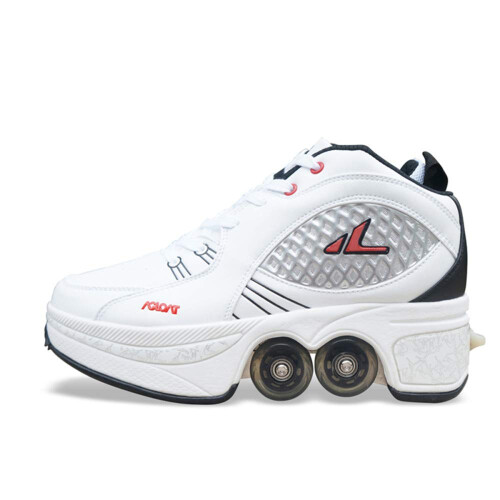 Skates Wheels Retractable 2-In-1 Shoes White 43