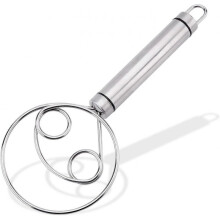 Stainless Steel Danish Dough Mixer, Manual Dough Scraper and Flour Coil Whisk Stirrer, Upgrade Mixer