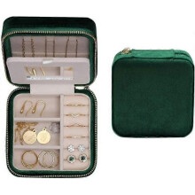 Travel Jewelry Box Organizer Velvet Travel Case with Mirror Ring Earrings Necklaces Storage Organize