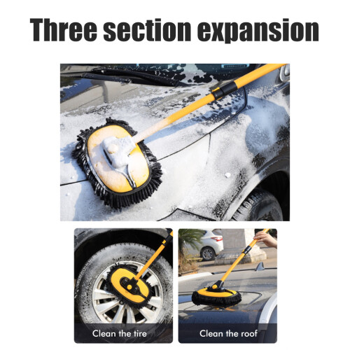 Cepillo de lavado de coches con chenilla y codo, 102cm, negro y amarillo 2