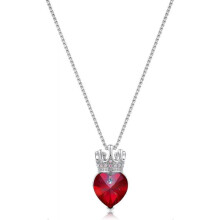 Princess Queen Crown Necklaces for Girls Women Heart Crystal Pendant Necklace Christmas Valentine's