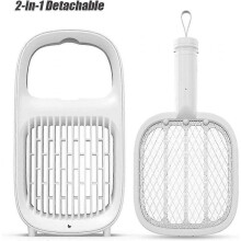 Electric Mosquito Swatter, USB Charging 2-In1 IPX4 Waterproof Fly Swatter with Mosquito Lamp |,White