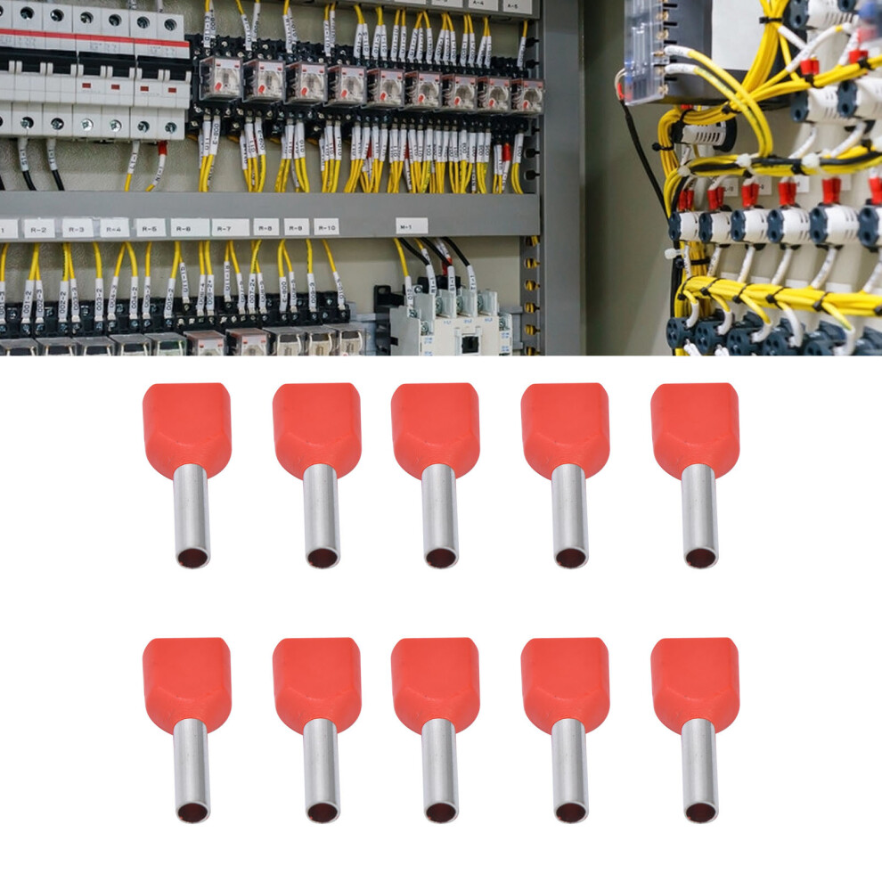 100Pcs Insulated Copper Ferrules Terminal For 218Awg Wires, Red 8Mm 6921333005668