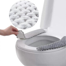 2Pairs Plush Warm Thick Padded Toilet Seat Cover Mat Non Slip Soft Toilet Seat Cushion Washable Bath