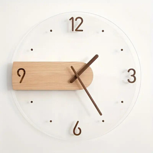 Elegant Silent Wall Clock - Sleek Acrylic & Solid Wood Design