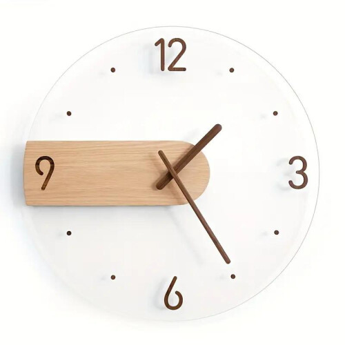 Elegant Silent Wall Clock - Sleek Acrylic & Solid Wood Design 1