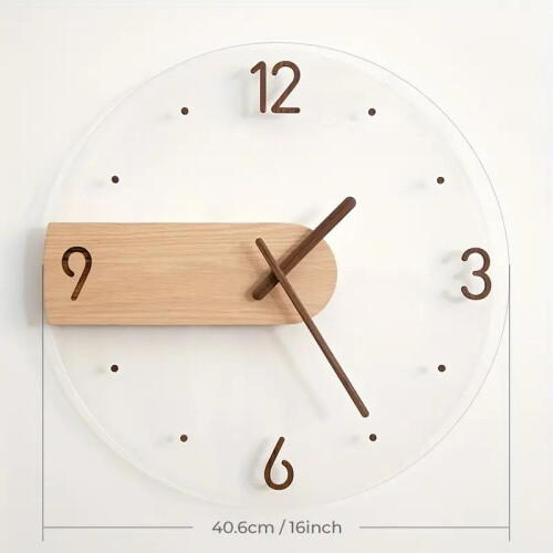 Elegant Silent Wall Clock - Sleek Acrylic & Solid Wood Design 2