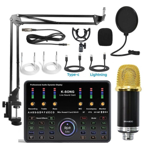 Computer recording karaoke microphone microphone live broadcast sound card set