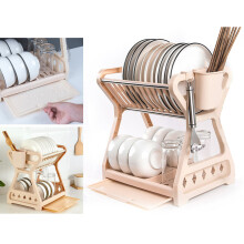 Premium Multilayer Dish and Cutlery Drainer for Kitchen Counter 48x37x15cm