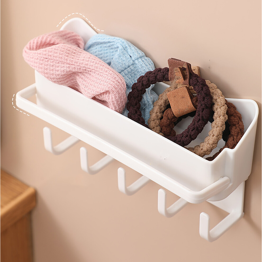 Wall Hairband Rack Adhesive Plastic Organizer With Hooks, 16.5X10.5cm 9321333007797