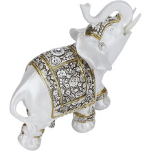 Feng Shui Elephant Statues, White Elephant Figurines with Raised Trunk for Home Decoration Ornament(
