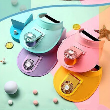 Pink Candy Color USB Rechargeable Fan Cap Summer Fan Cap Adult Fan Cap