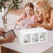 Wooden Give Save Spend Money Saving Box for Kids, Countertop Kid Piggy Bank for Daily Cash, Wall-Mou