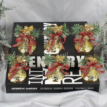 6 pieces 9*8.5cm Christmas bell pendant Christmas gold bell Christmas tree pendant decorations Hol