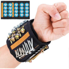 Adjustable Magnetic Wristband with 20 Super Strong Magnets and 2 Deep Pockets Wristband with Magnets