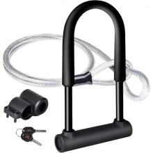 Bike Lock, U-Shaped Bike Lock with 1.2m Flex Steel Cable and Heavy Duty Mounting Bracket for Bikes,