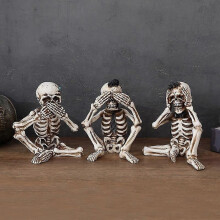 Skeletons Statue Hear See See No Evil Baby Halloween Figurines Home Decorative, Set of Three, 4.8