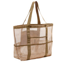 NetzPoolTasche – mesh bag for the pool, beach, large storage for swimming equipment, quickdrying mesh, sports Kaki