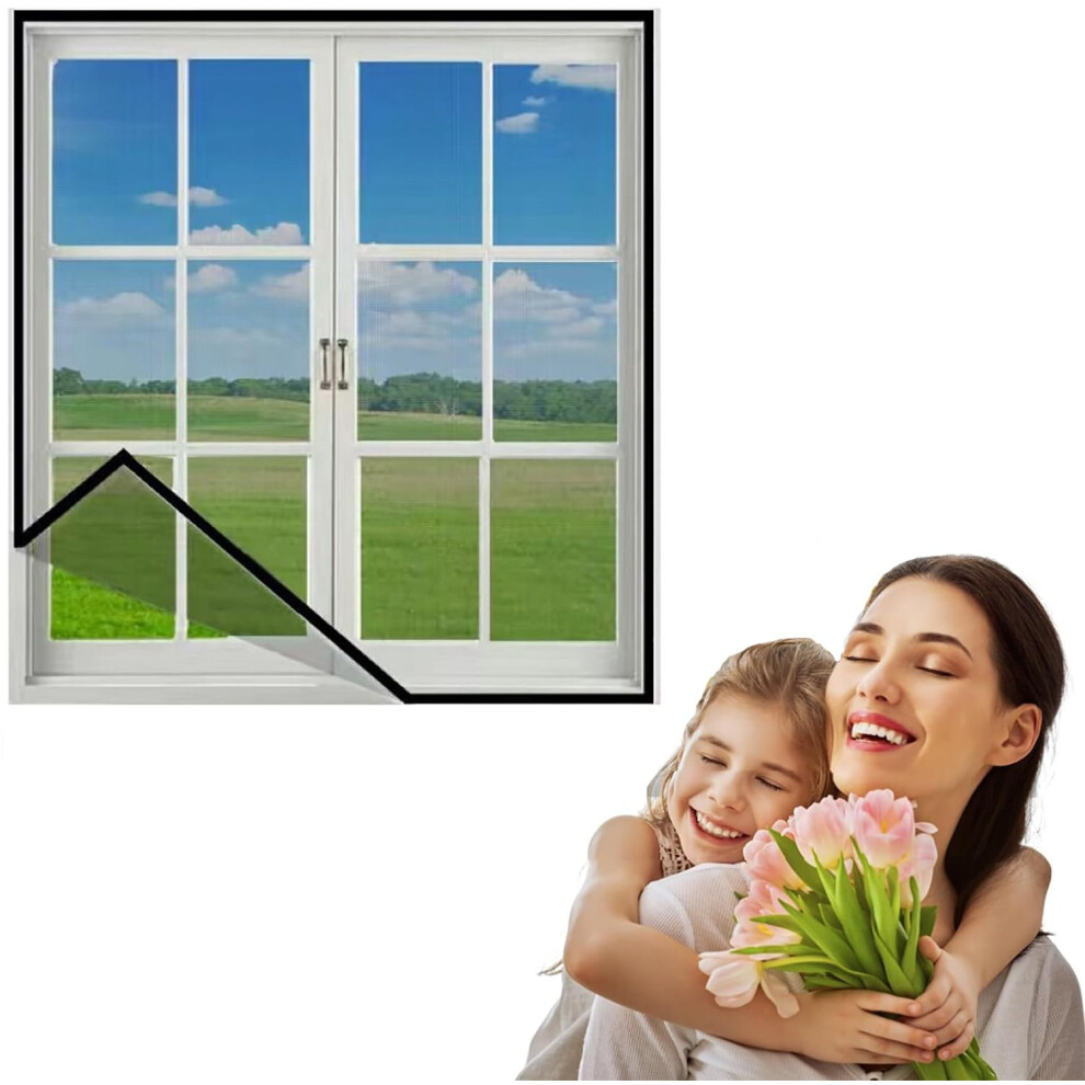Selfadhesive Mosquito Net Window 70X110cm Black Frame 6493810492426