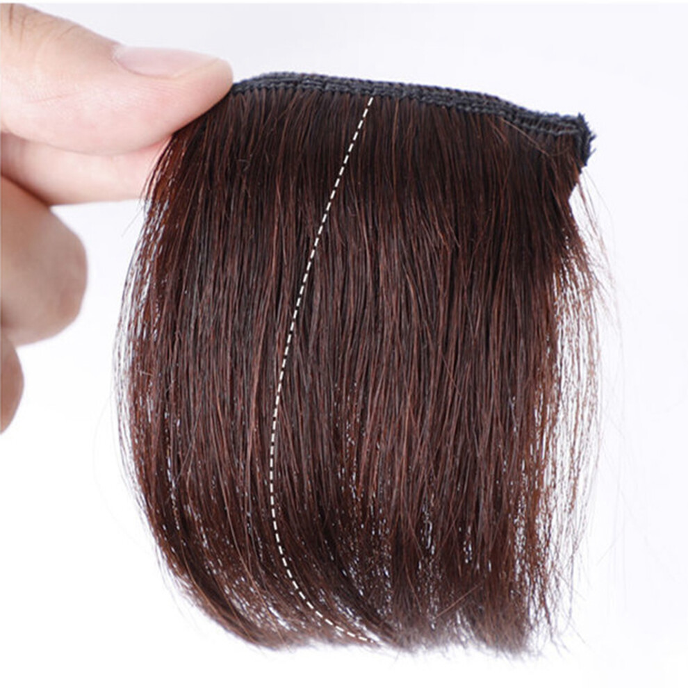 Unisex Brown Women Girls Dark Hairpiece 10Cm Synthetic Hair Thickening Wig