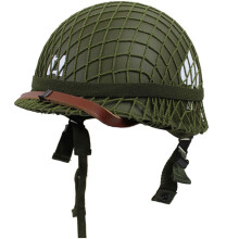Outdoor Ww2 Us M1 Helmet Steel Field with Mesh Cover Cat Eye Belt/Canvas Chin Strap DIY Painting Military Equipment Replica Hats