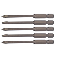 5Pcs Cross Drill Bits 1/4in Hex Shank for Glass, Tile, Concrete, Hard Alloy